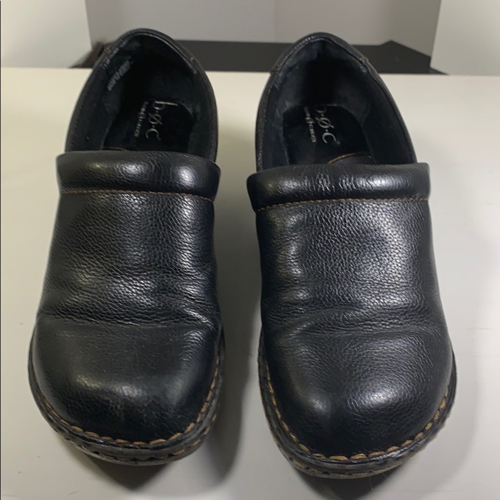 BOC Born Black Leather Clogs